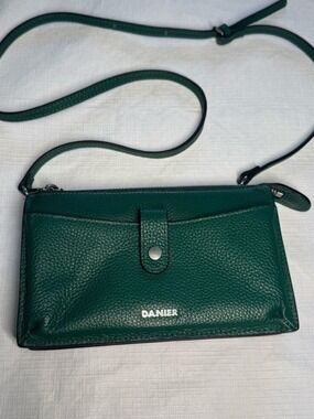 Danier Green Crossbody for Cellphone with Multiple  Card Slots Removable Strap